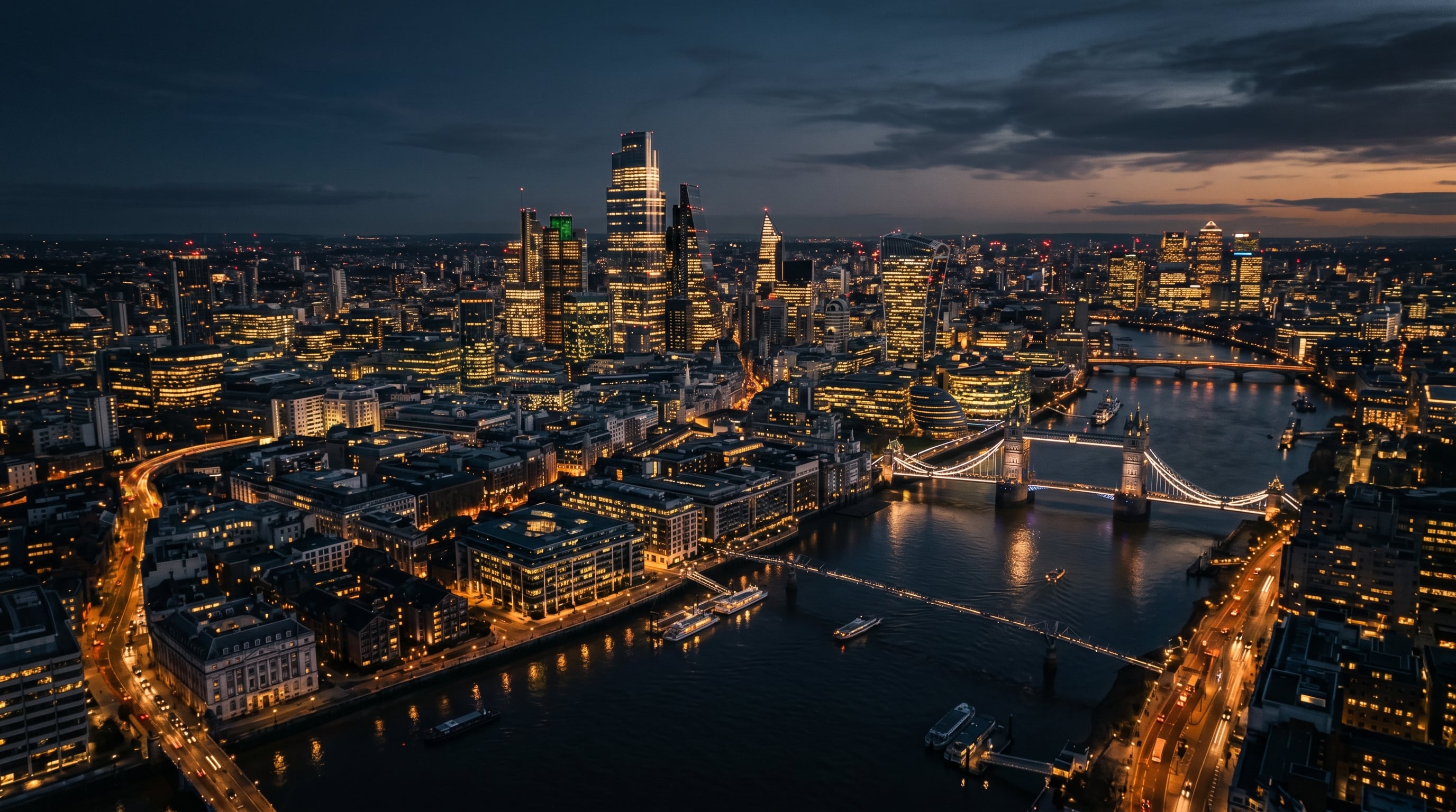Global financial centre at twilight